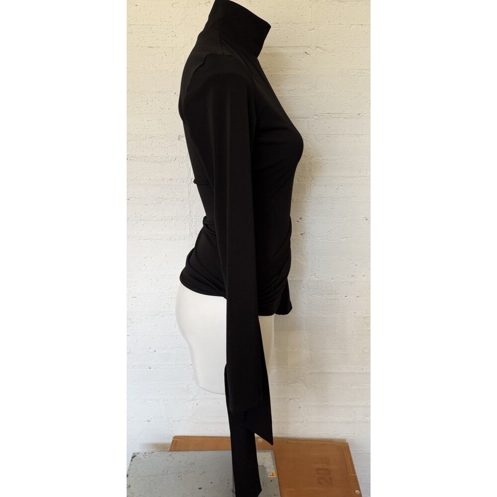 Cinq A Sept Shea Long Sleeve Turtleneck Wrap Top Black S - Picture 4 of 10